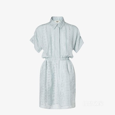 连衣裙 浅蓝色桑蚕丝混纺连衣裙
