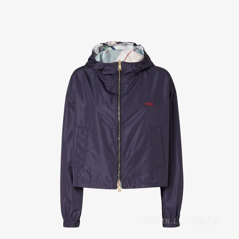 两面穿防风夹克 拼色印花尼龙风衣