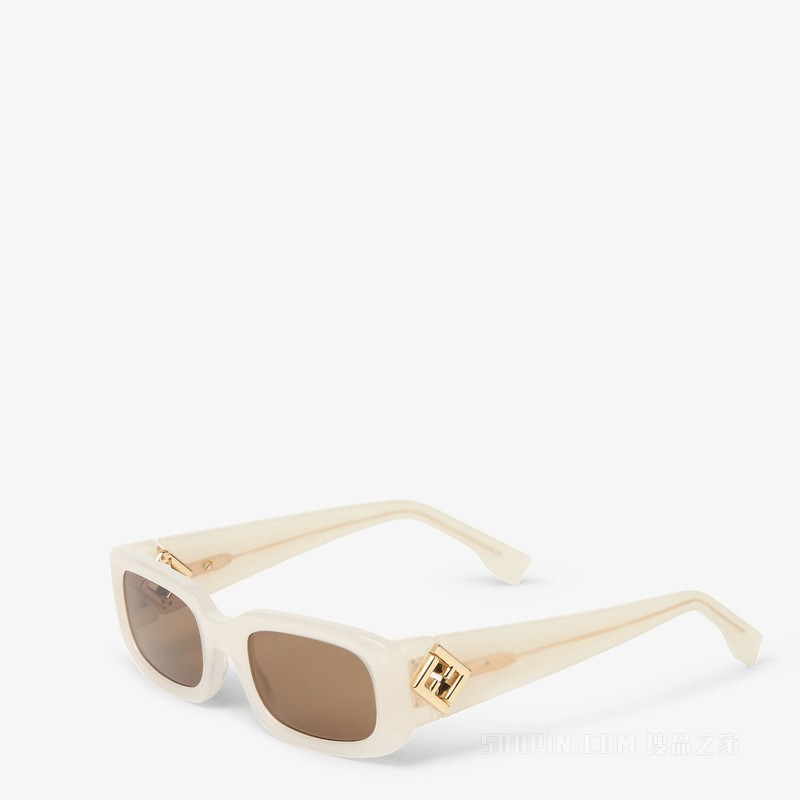 FF Diamonds 低鼻梁架设计奶油色半透明醋酸酯材料太阳镜