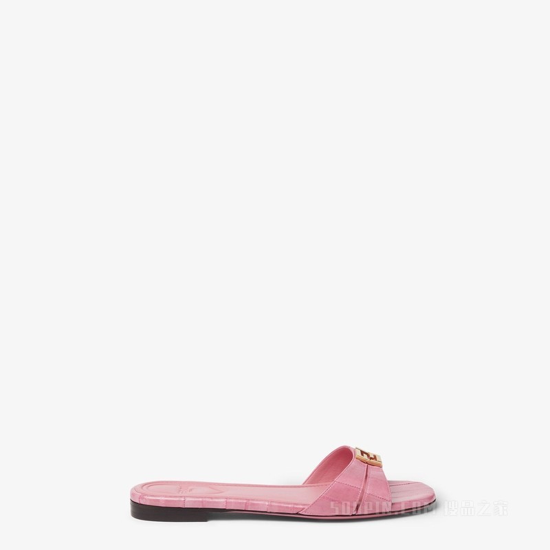 FENDI FFold 粉红色盲鳗皮革凉鞋