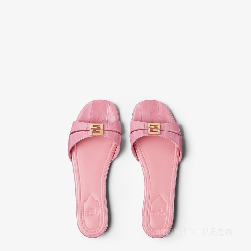 FENDI FFold 粉红色盲鳗皮革凉鞋