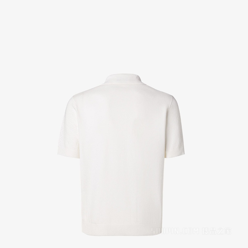 Polo衫 白色棉质和粘胶纤维针织Polo衫