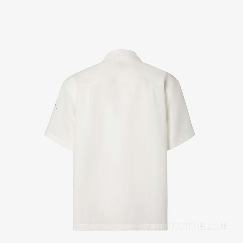 衬衫 白色亚麻刺绣衬衫