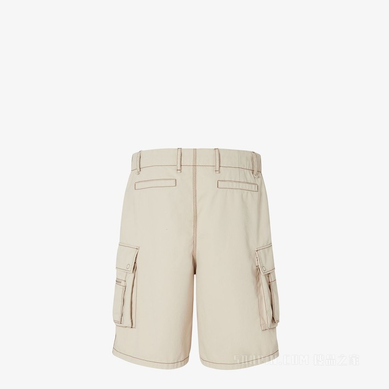 百慕大短裤 米色华达呢短裤
