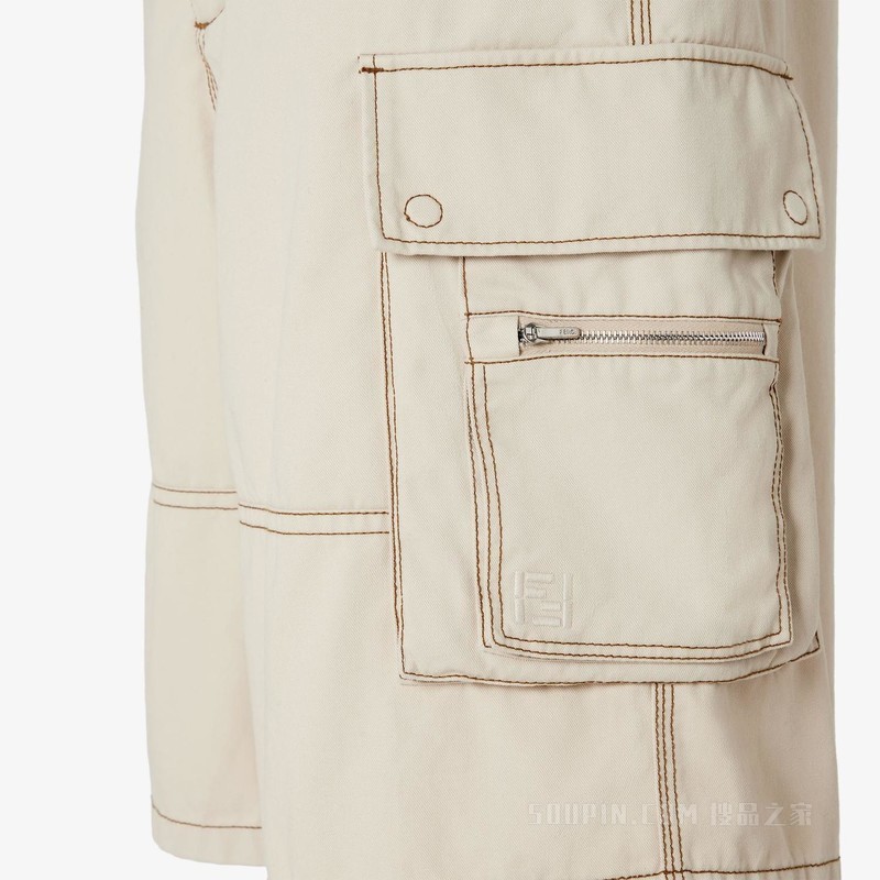 百慕大短裤 米色华达呢短裤