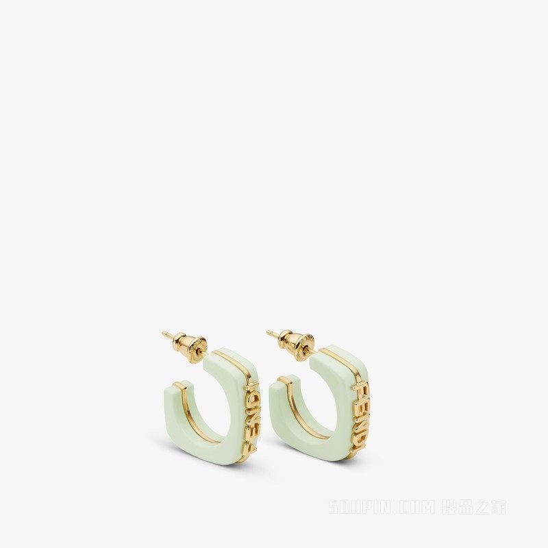 Fendigraphy耳环 淡绿色和金色金属耳环