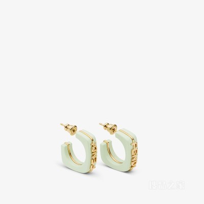 Fendigraphy耳环 淡绿色和金色金属耳环