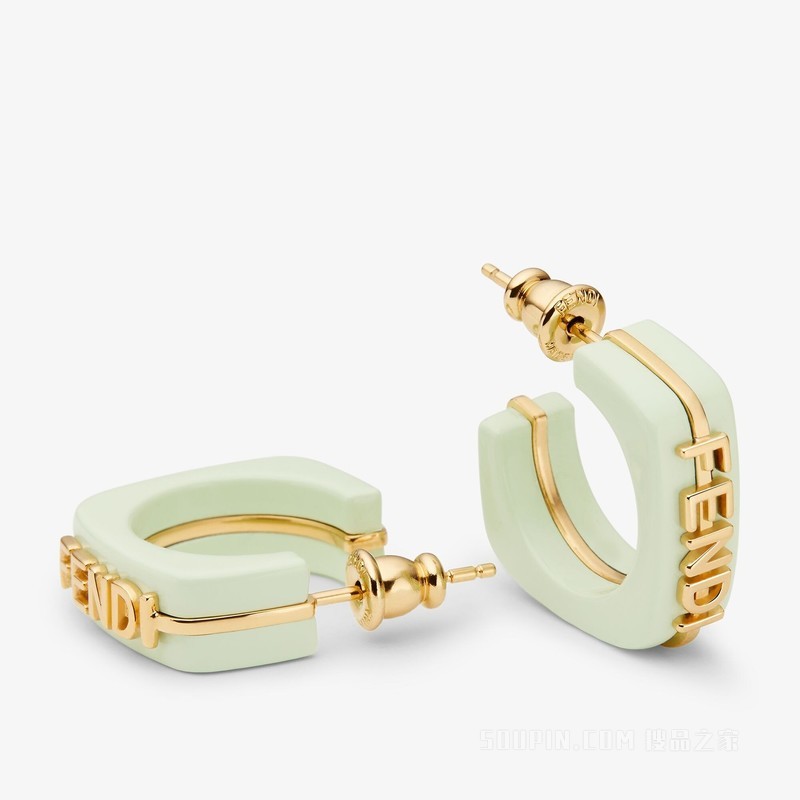 Fendigraphy耳环 淡绿色和金色金属耳环