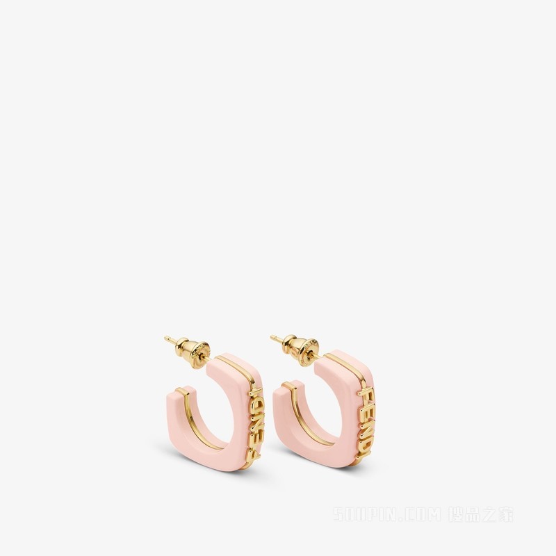 Fendigraphy耳环 淡粉色和金色金属耳环