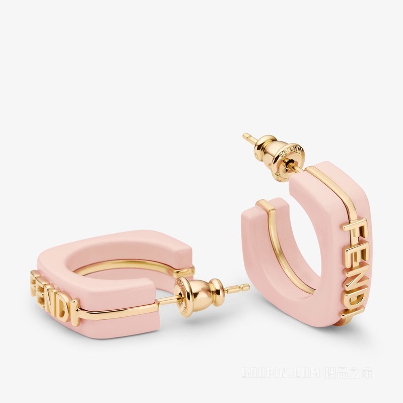Fendigraphy耳环 淡粉色和金色金属耳环