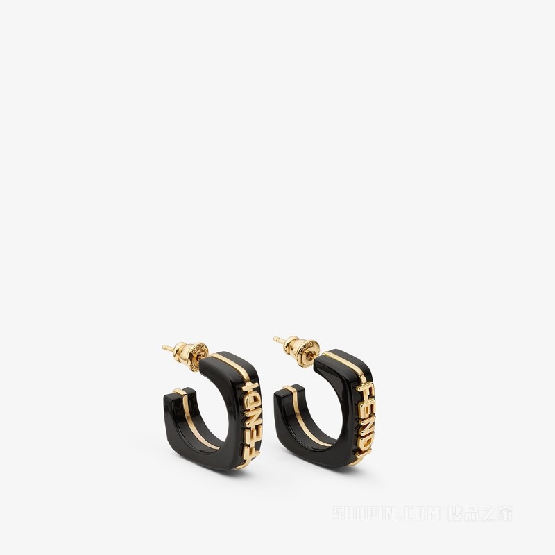 Fendigraphy耳环 黑色和金色金属耳环