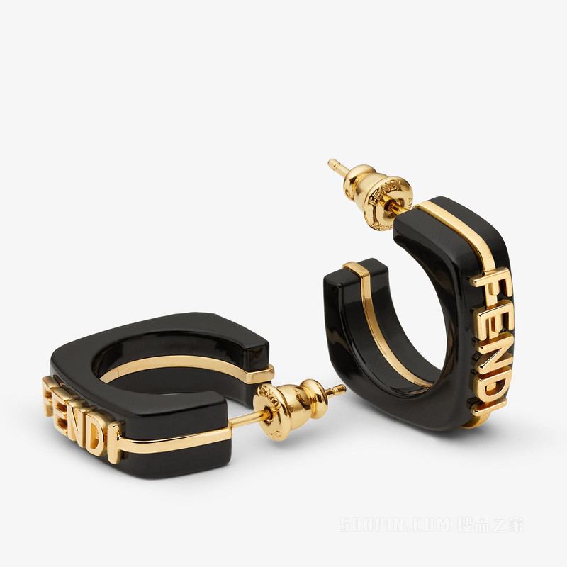 Fendigraphy耳环 黑色和金色金属耳环