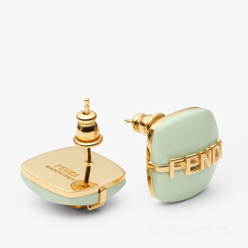 Fendigraphy耳环 淡绿色和金色金属耳环