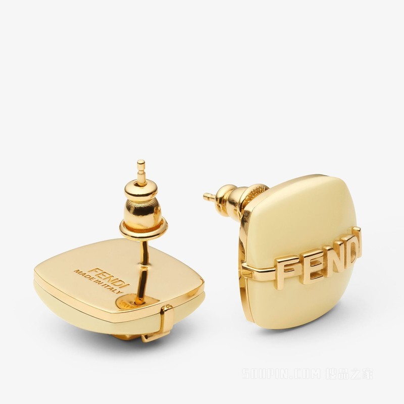 Fendigraphy耳环 金色金属和冰沙黄耳环