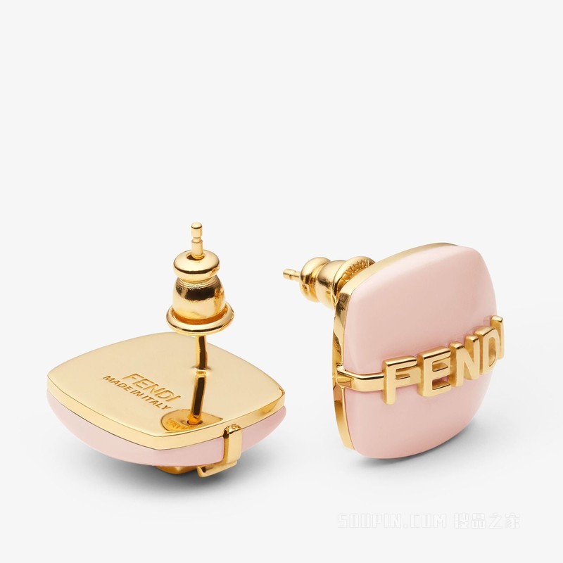 Fendigraphy耳环 淡粉色和金色金属耳环