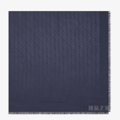 FF披巾 海军蓝桑蚕丝绵羊毛披巾