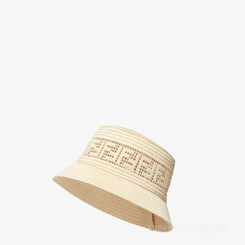 帽子 米色拉菲草渔夫帽