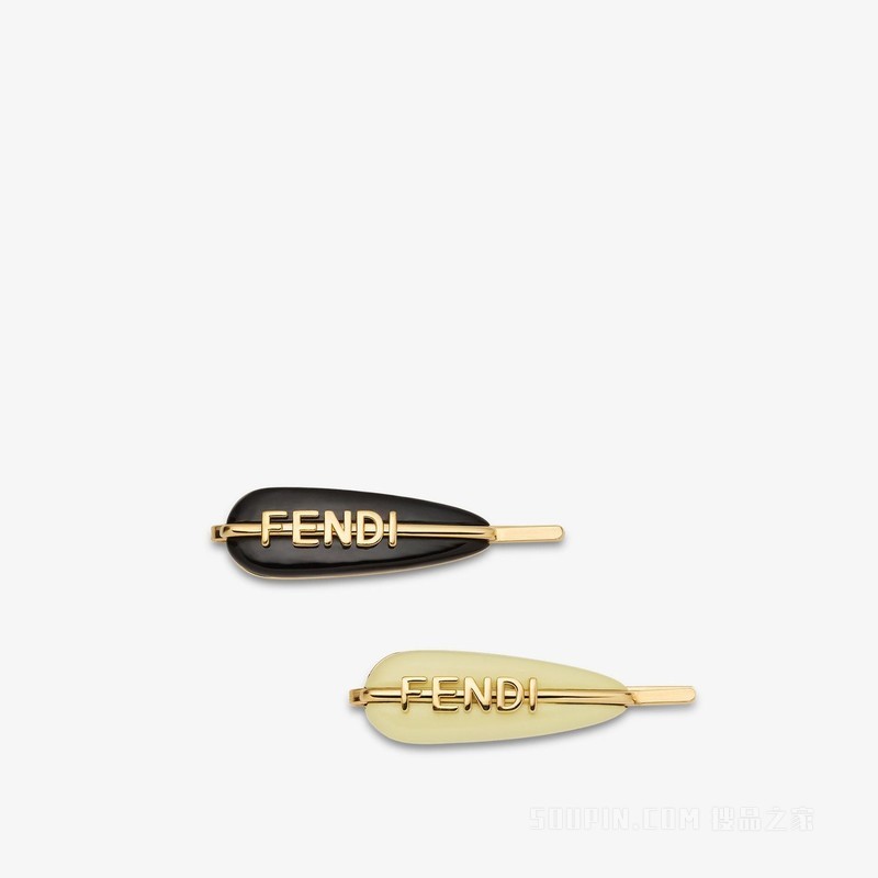 Fendigraphy发夹 黑色和冰沙黄发夹