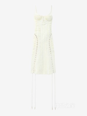 花卉提花束腰连衣裙