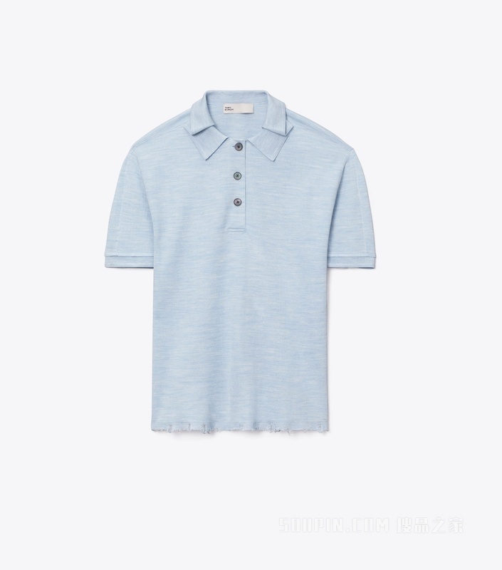 【秀场同款】大号桑蚕丝 Polo 衫 浅蓝色
