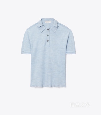【秀场同款】大号桑蚕丝 Polo 衫 浅蓝色