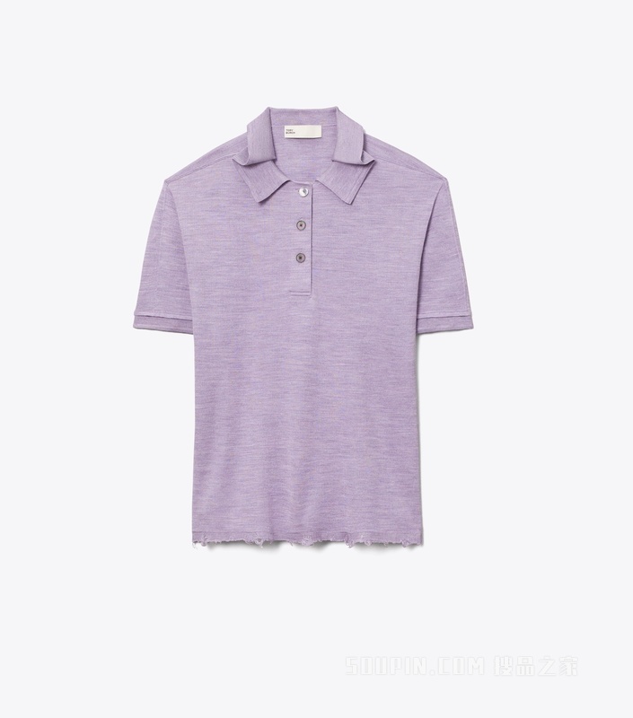 【秀场同款】大号桑蚕丝 Polo 衫 紫色