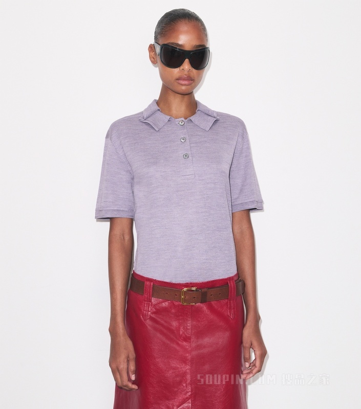 【秀场同款】大号桑蚕丝 Polo 衫 紫色