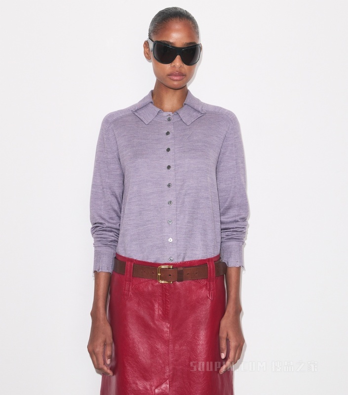 【秀场同款】大号桑蚕丝开衫 紫色