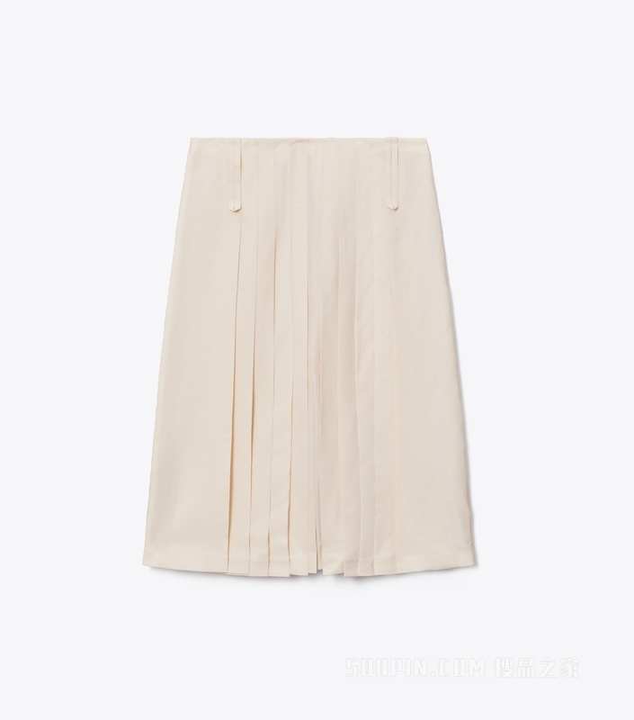 【秀场同款】褶裥半身裙 奶油白