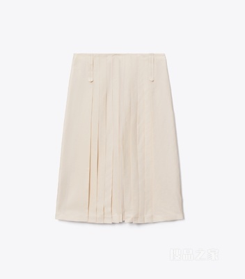 【秀场同款】褶裥半身裙 奶油白