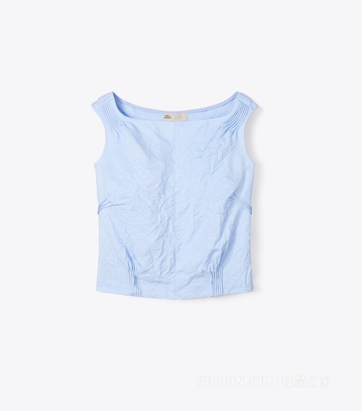 【秀场同款】皱褶无袖上衣 矢车菊蓝