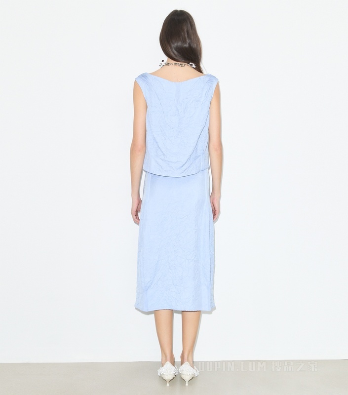 【秀场同款】皱褶无袖上衣 矢车菊蓝