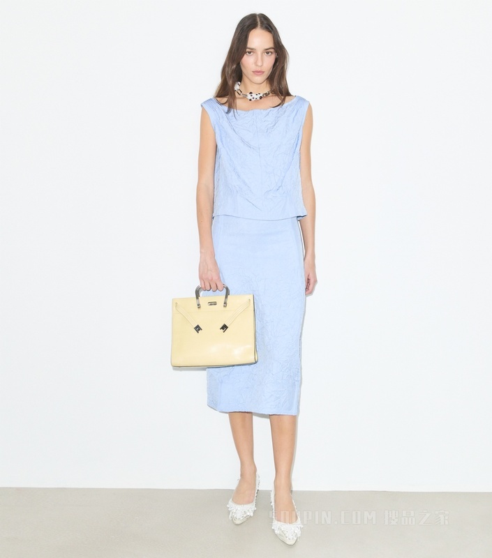 【秀场同款】皱褶半身裙 矢车菊蓝