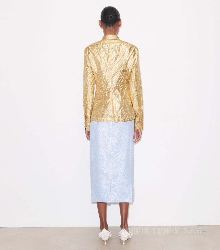 【秀场同款】桑蚕丝提花半身裙 淡蓝雾花色