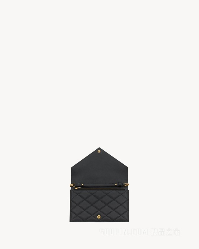 PARIS粒面皮革信封链条钱包