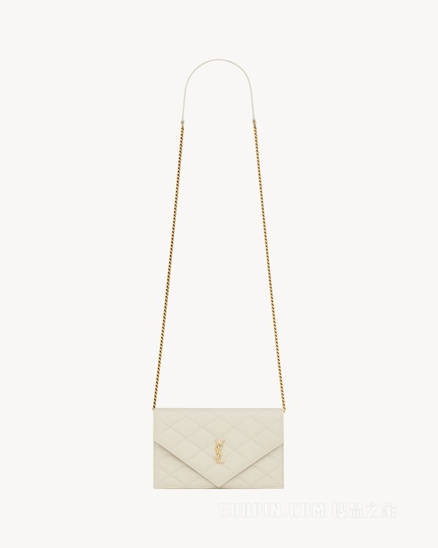 PARIS粒面皮革信封链条钱包