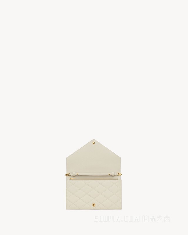 PARIS粒面皮革信封链条钱包