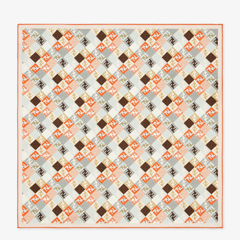 FF围巾 橙色桑蚕丝围巾