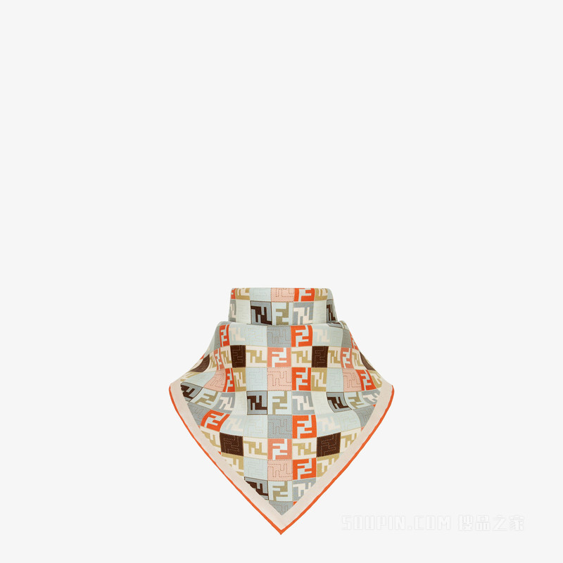 FF围巾 橙色桑蚕丝围巾