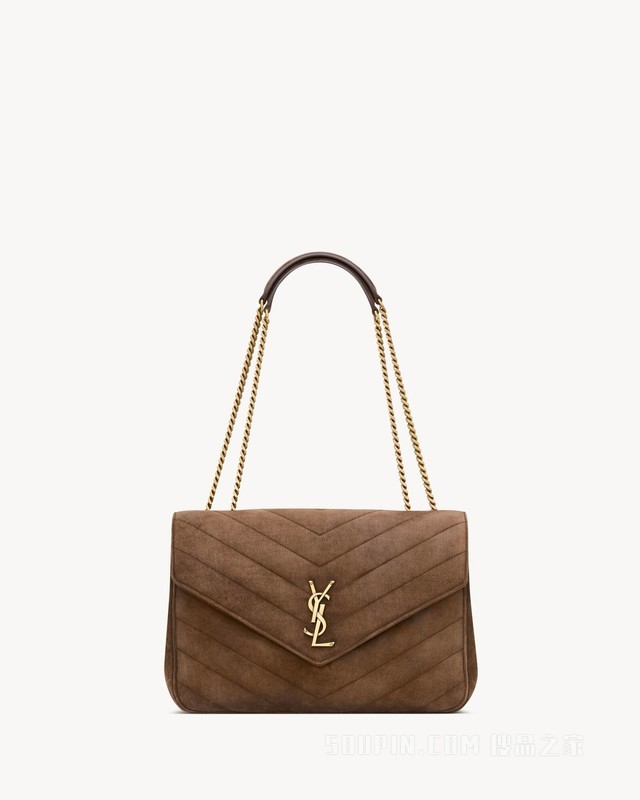 LOULOU大号绗缝绒面革手袋