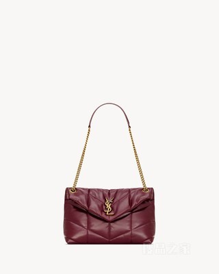 PUFFER小号亮面皮革手袋