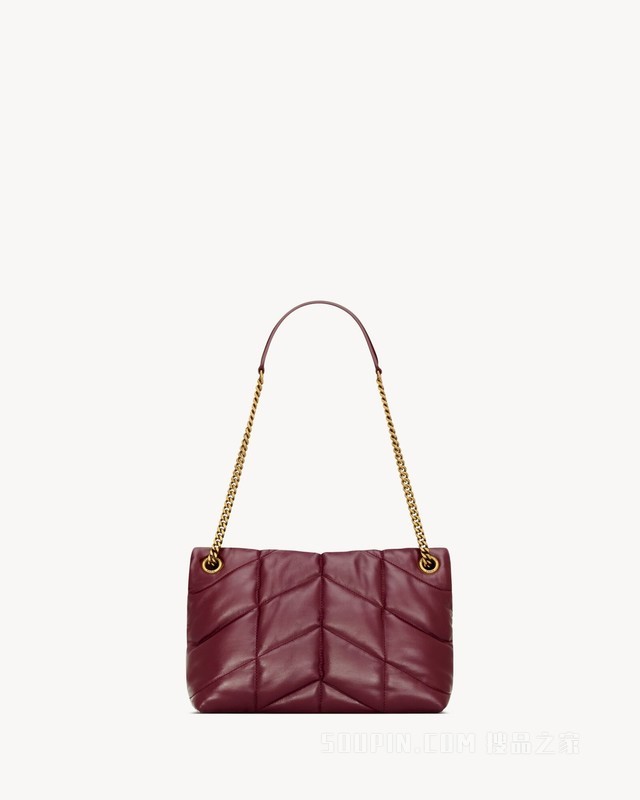 PUFFER小号亮面皮革手袋