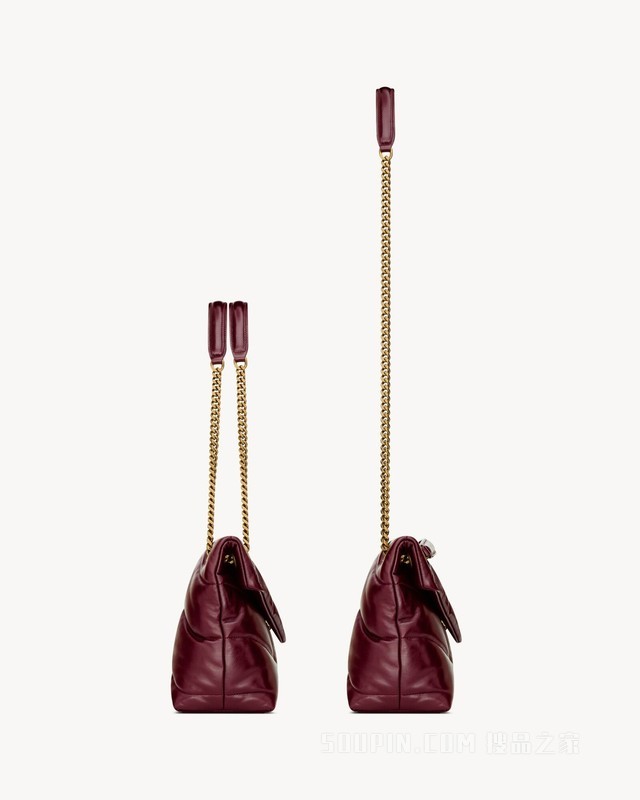 PUFFER小号亮面皮革手袋