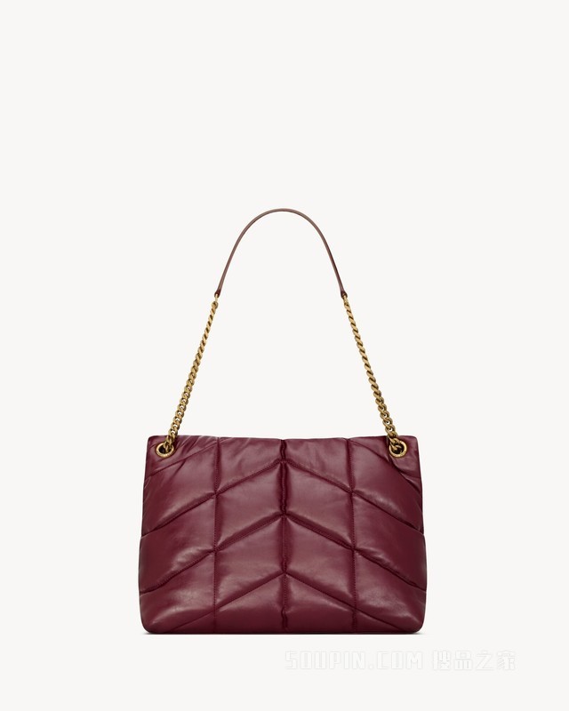 PUFFER中号亮面皮革手袋