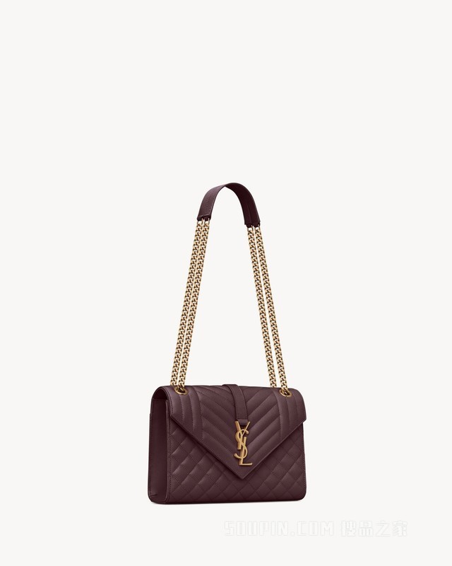 ENVELOPE中号粒面压印皮革手袋