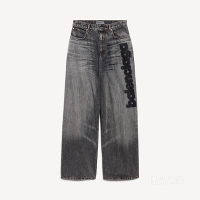 低裆宽松牛仔裤