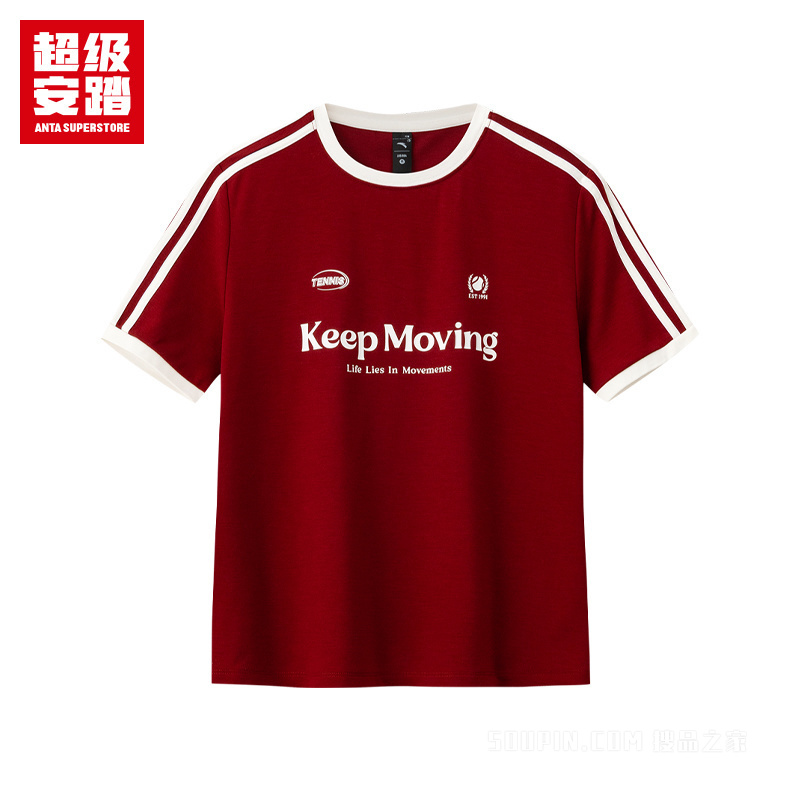 超级安踏运动复古女子冰肤短袖针织衫