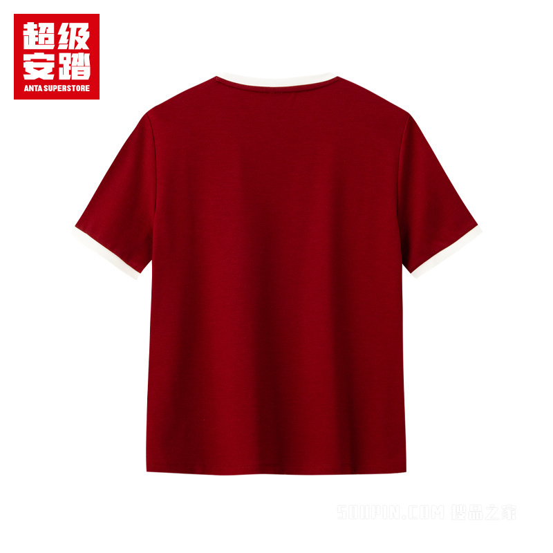 超级安踏运动复古女子冰肤短袖针织衫