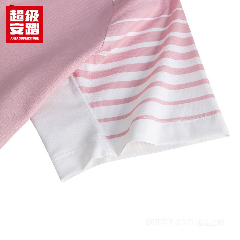 超级安踏小球运动系列乒羽女子吸湿速干短袖针织衫