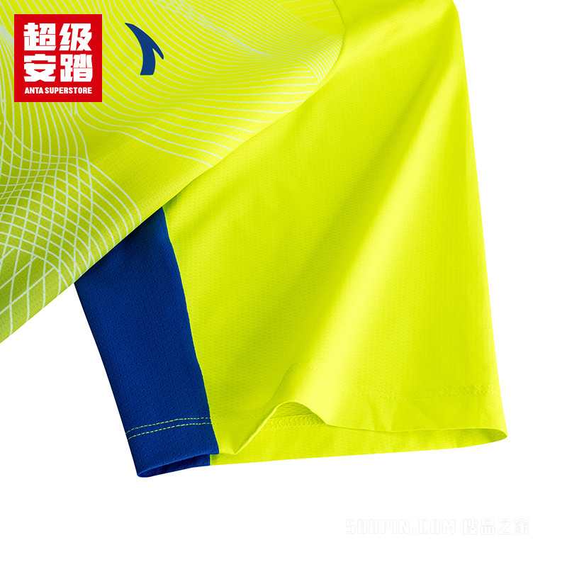 超级安踏小球运动系列乒羽男子吸湿速干短袖针织衫